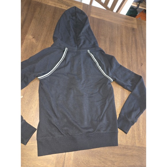 Pink Victorias Secret Full Zip Hoodie Jacket Black w/ White Green Strip Size XS - Picture 11 of 16